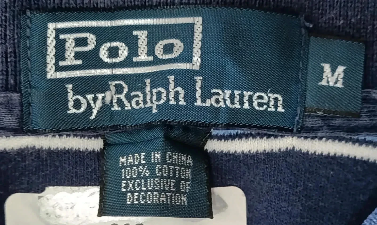 Polo Ralph Lauren marine met blauwe en witte strepen, groen geborduurd logo, maat M – photo 9